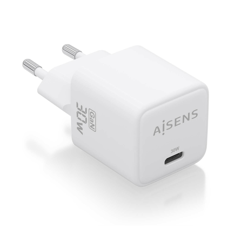 Cargador Gan de Pared Aisens ASCH-30W1P035-W- 1xUSB Tipo-C- 30W