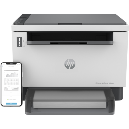 Multifunción Recargable Láser Monocromo HP Laserjet Tank 1604w WiFi- Blanca