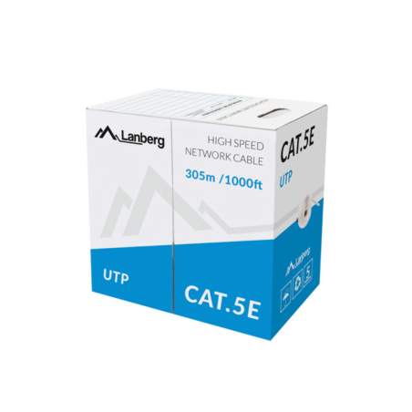 BOBINA CAT-5E LANBERG UTP RJ45 TRENZADO CCA AWG24 305M GRIS