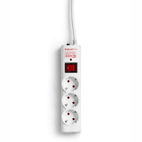 Regleta con interruptor Salicru SPS SAFE 3- 3 Tomas de corriente- Cable 1-5m- Blanca