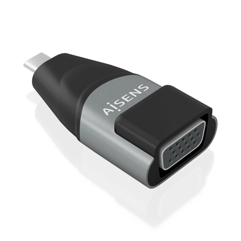 ADAPTADOR CONVERSOR AISENS ALUMINIO USB-C-M A VGA HDB15-H GRIS