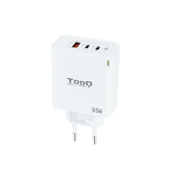 Cargador de Pared TooQ TQWC-GANQC2PD65WT- 2xUSB Tipo-C- 1xUSB- 65W