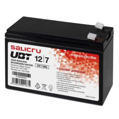 Batería Salicru UBT 12-7 V2 compatible con SAI Salicru según especificaciones