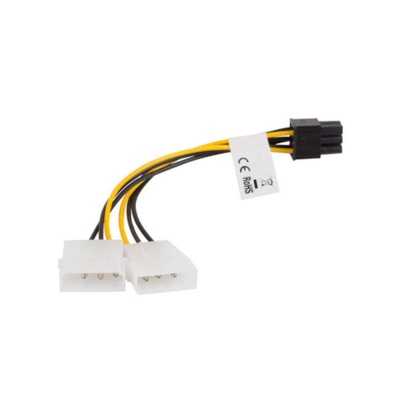 CABLE LANBERG ALIMENTACION MOLEX 2X MACHO A HEMBRA BTX 6 PIN PSU 15 CM