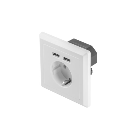 ROSETA PARED LANBERG 230V SCHUKO 16A 2X USB 2-1 A BLANCO