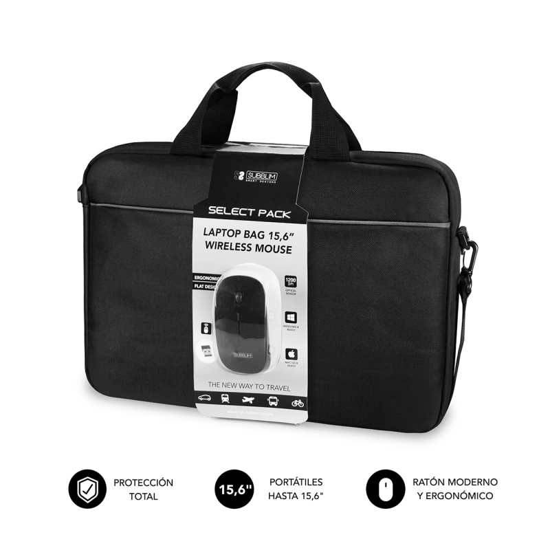 PACK MALETIN RATON SUBBLIM LAPTOP BAG 15,6"+ WIRELESS MOUSE