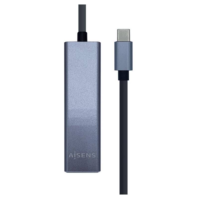 Hub USB Tipo-C Aisens A109-0396- 3xUSB- 1xRJ45- Gris