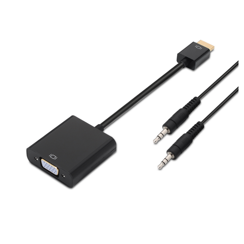 Conversor Aisens A122-0126- HDMI Macho - VGA Hembra- Jack 3-5 Hembra- 10cm- Negro