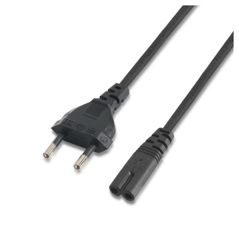 Cable Alimentación Forma 8 Aisens A132-0173- CEE7-16 Macho - C7 Hembra- 1-5m- Negro