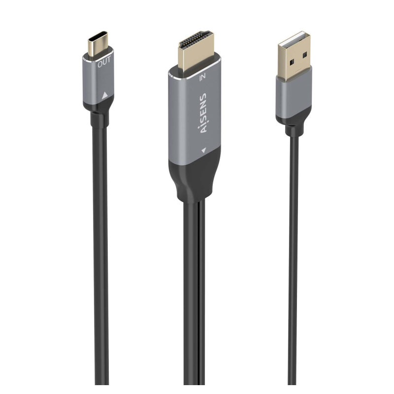 Cable Conversor Aisens A109-0871- HDMI Macho- USB Macho - USB Tipo-C Macho- 1-8m- Negro