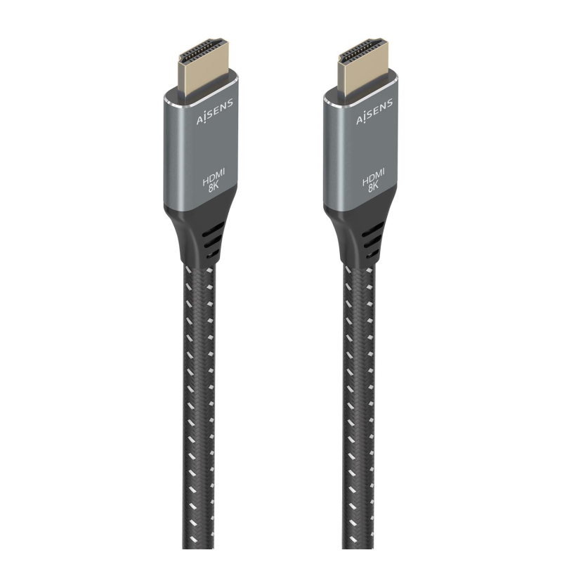 Cable HDMI 2-1 8K Aisens A150-0876- HDMI Macho - HDMI Macho- 5m- Gris y Negro