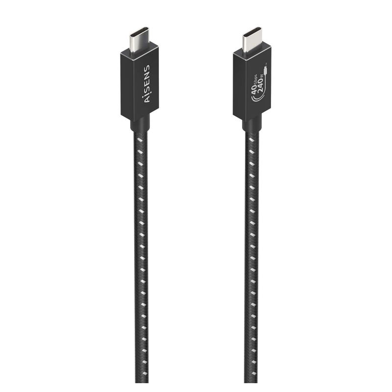 Cable USB 4-0 Tipo-C Aisens A107-0866- USB Tipo-C Macho - USB Tipo-C Macho- Hasta 240W- 40Gbps- 50cm- Gris