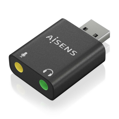 CONVERSOR AISENS USB-A A AUDIO 48KHZ USB-A-M-2XJACK 3-5-H NEGRO