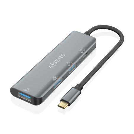 Hub USB Tipo-C Aisens A109-0762- 3xUSB- 1xUSB Tipo-C- Gris