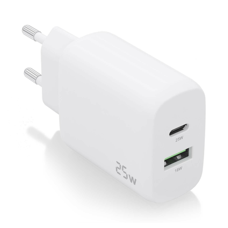 CARGADOR AISENS 25W 1XUSB-C PD3-0 1XUSB-A QC3-0 BLANCO