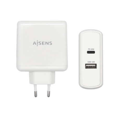 AISENS CARGADOR 57W 1xUSB-C PD3-0 45W 1xUSB-A 5V 2-4A 12W BLANCO