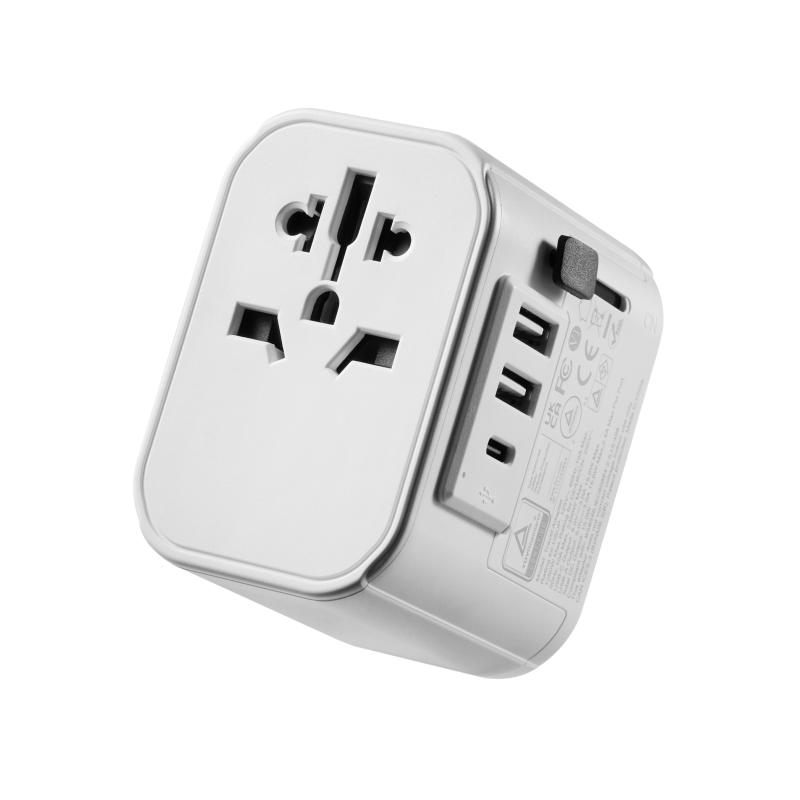 ADAPTADOR DE VIAJE EWENT 2 PUERTOS USB Y TIPO-C USA-UK-AUS-CHINA