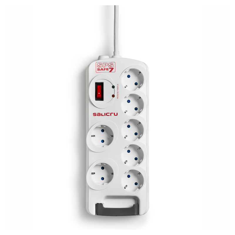 Regleta con interruptor Salicru SAFE 7- 7 Tomas de corriente- Cable 1-8m- Blanca