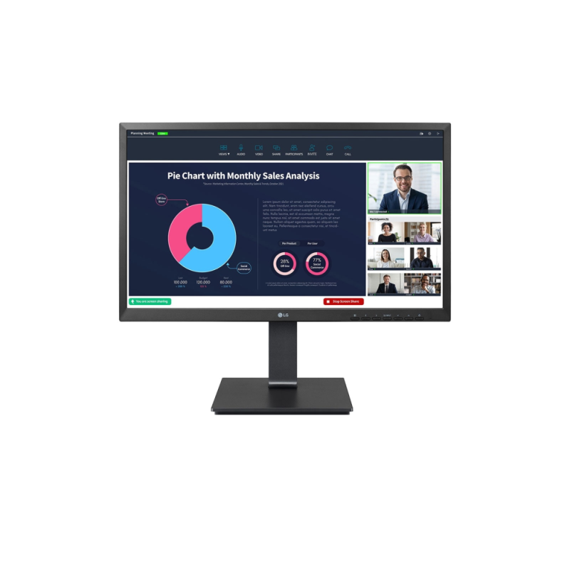 Monitor Profesional LG 24BP75CP-B 23-8"- Full HD- Webcam- Multimedia- Regulable en altura- Negro