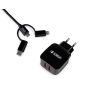 CARGADOR PARED SUBBLIM ABS 2-4A CON CABLE 3IN1 BLACK