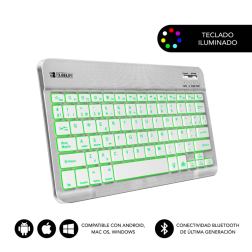 Teclado Compacto Inalámbrico por Bluetooth Subblim Smart Backlit- Plata