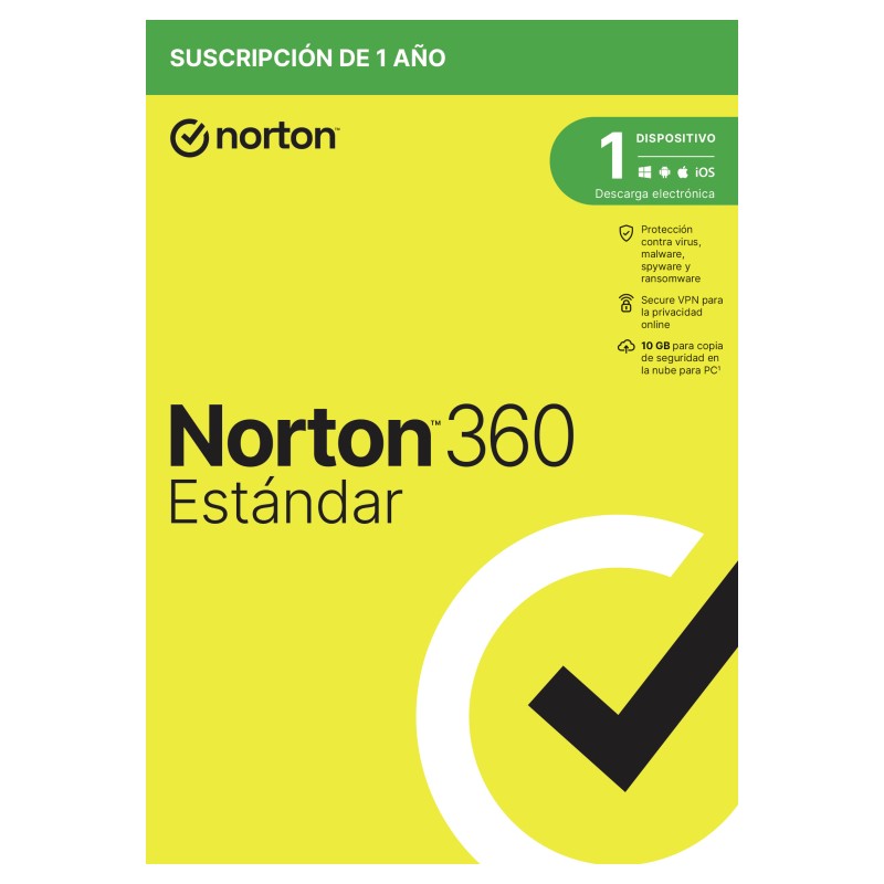 NORTON 360 STANDARD 10GB ES 1 USER 1 DEVICE 12MO