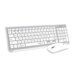 Teclado y Ratón Inalámbrico Subblim Combo Dual Prestige Extendido- Blanco y Plata