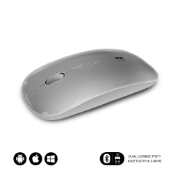 RATON SUBBLIM DUAL FLAT MOUSE SILVER RECHARGEABLE