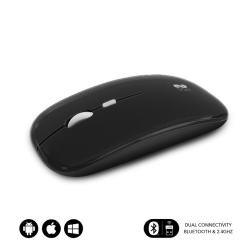 RATON SUBBLIM DUAL FLAT MOUSE BLACK RECHARGEABLE