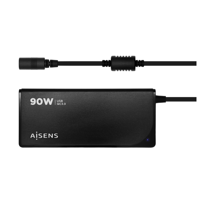 Cargador de Portátil Aisens ASLC-90WAUTO-BK- 90W- Automático- 12 Conectores- Voltaje 15-20V- 1 USB QC3-0