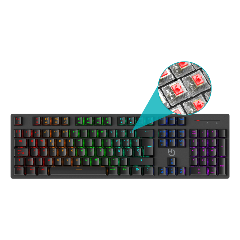 Teclado Gaming Mecánico Hiditec GK400 ARGB- Switch Rojo