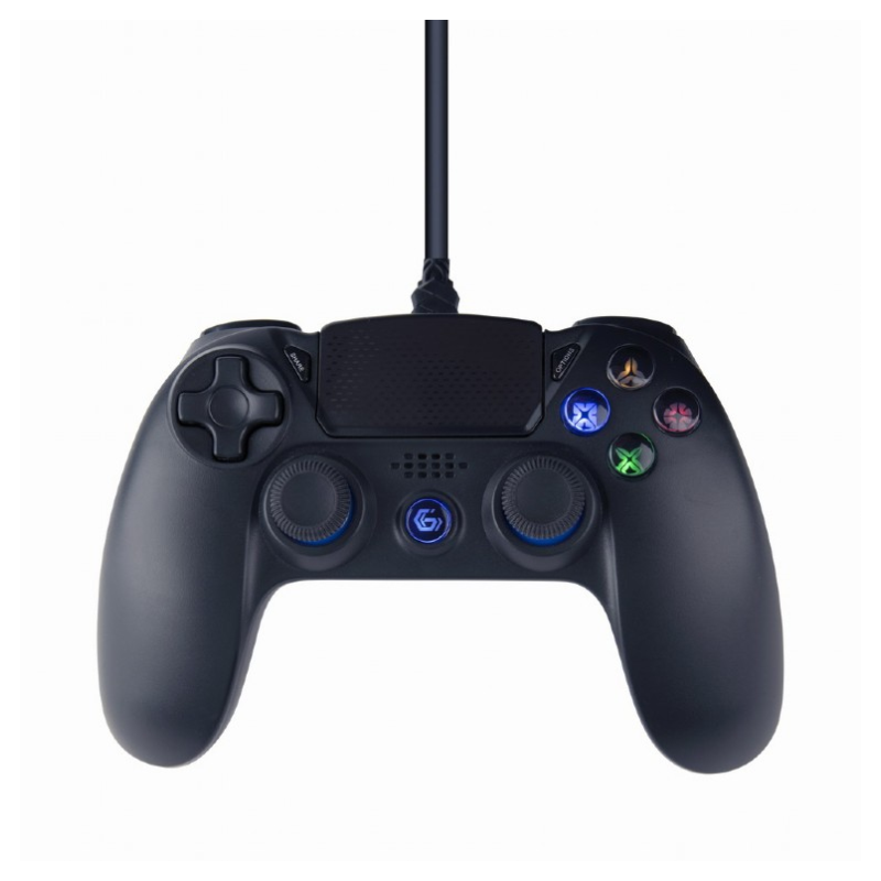 MANDO DE JUEGO GEMBIRD CON VIBRACION CON CABLE PARA PLAYSTATION 4 O PC, NEGRO