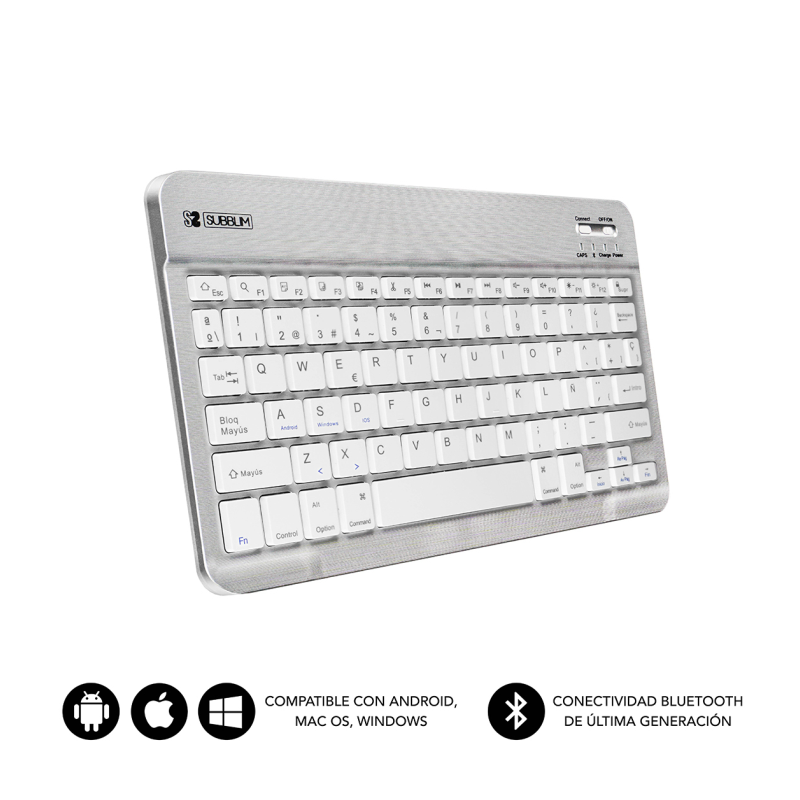 Teclado Compacto Inalámbrico por Bluetooth Subblim Smart- Plata