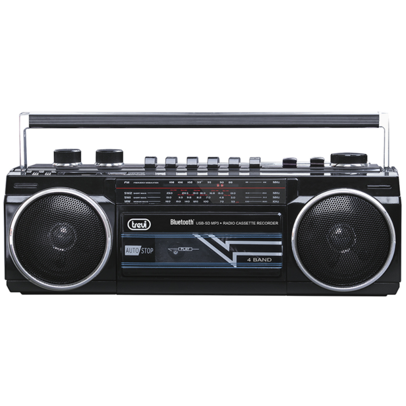 RADIO GRABADORA PORTÁTIL TREVI USB SD BLUETOOTH CASSETTE RR 501 BT NEGRO