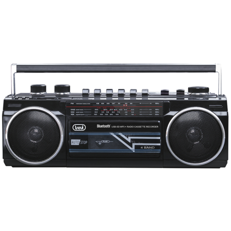 RADIO GRABADORA PORTÁTIL USB SD BLUETOOTH CASSETTE TREVI RR 501 BT NEGRO