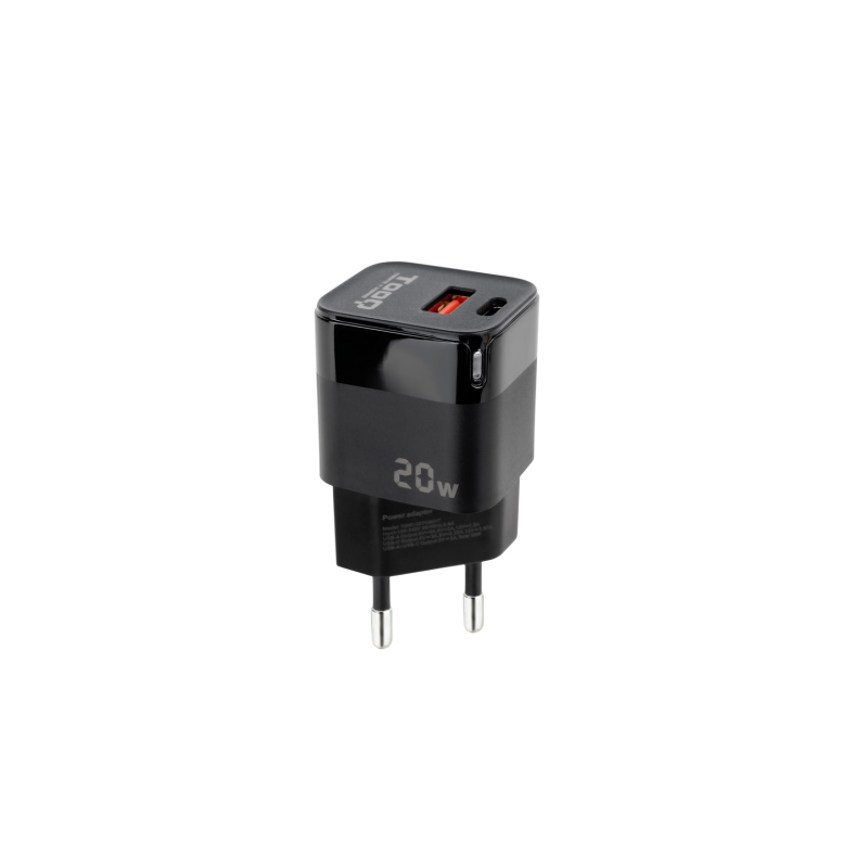 Cargador de Pared TooQ TQWC-QCPD20- 1xUSB Tipo-C- 1xUSB- 20W