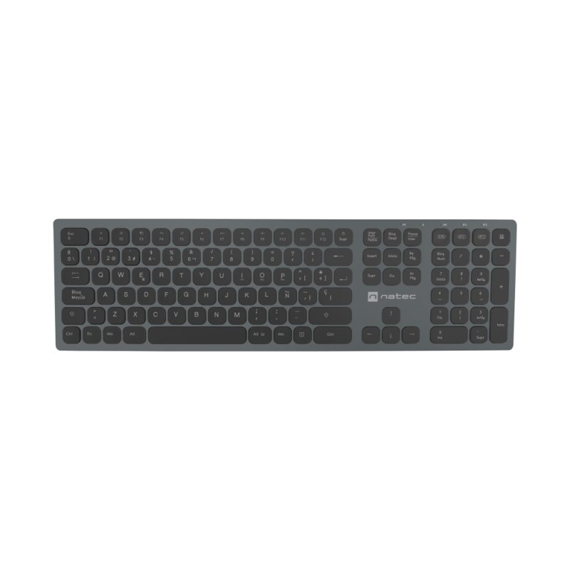 TECLADO WIRELESS NATEC DOLPHIN SLIM SWITCH X-SCISSOR BT5-0 BT3-0 2-4GHz ALUMINIO