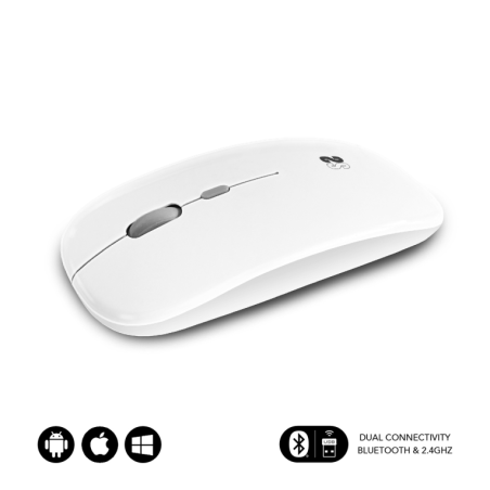 RATON SUBBLIM DUAL FLAT MOUSE WHITE RECHARGEABLE