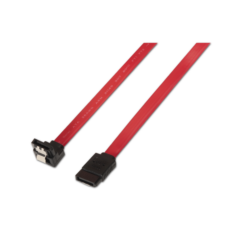 CABLE AISENS SATA III DATOS 6G DATOS ACODADO ANCLAJES ROJO 0-5M