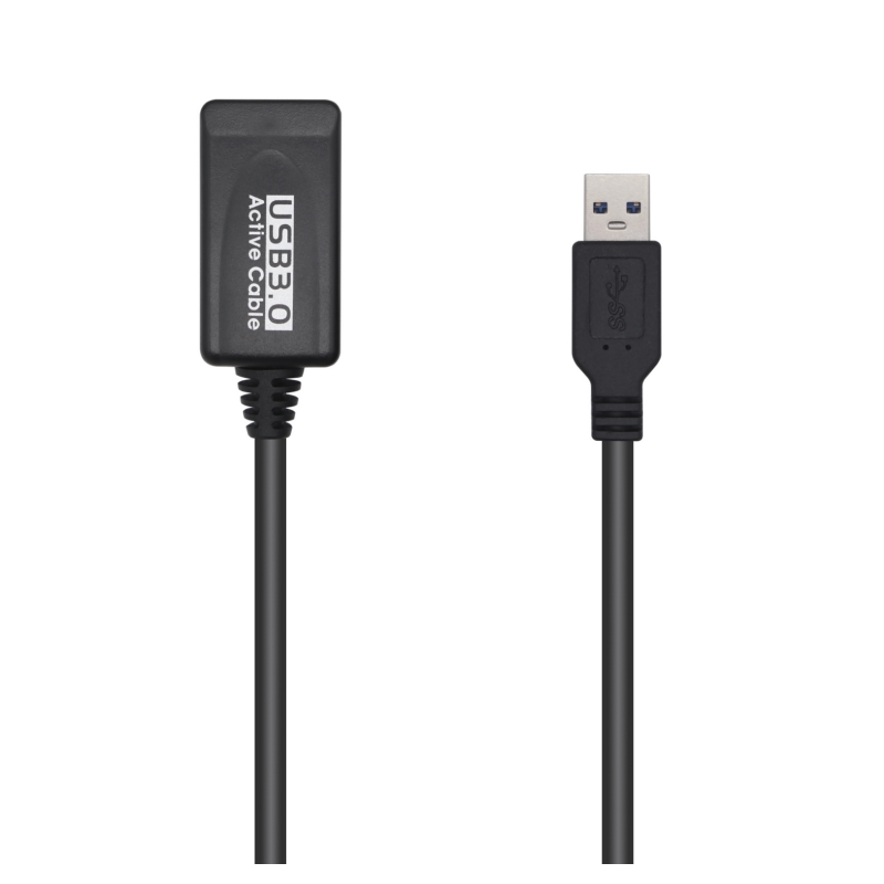 Cable Alargador USB 3-0 con Amplificador Aisens A105-0525- USB Macho - USB Hembra- 5m- Negro