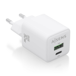 CARGADOR AISENS GAN 30W 1XUSB-C PD3-0 QC4-0 1XUSB-A QC3-0 BLANCO