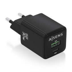 CARGADOR AISENS GAN 30W 1XUSB-C PD3-0 QC4-0 1XUSB-A QC3-0 NEGRO