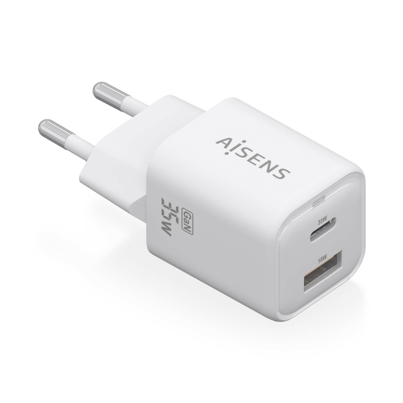 CARGADOR AISENS GAN 35W 1XUSB-C PD3-0 QC4-0 1XUSB-A QC3-0 BLANCO