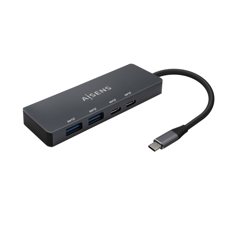 Hub USB Tipo-C Aisens A109-0744- 2xUSB- 2xUSB Tipo-C- Gris