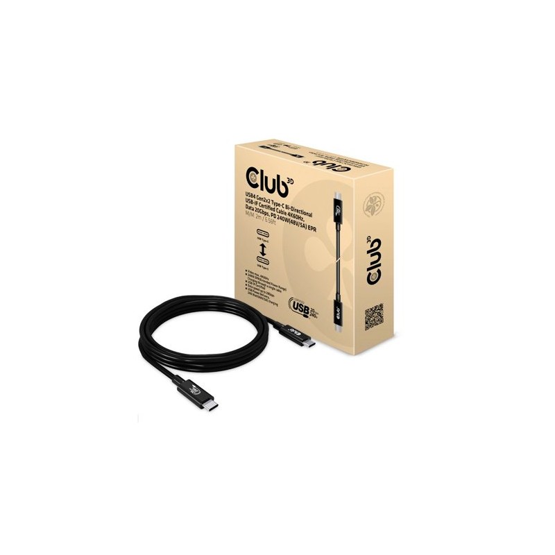 CABLE CLUB3D CERTIFICADO USB4 GEN3x2 TIPO-C 2M