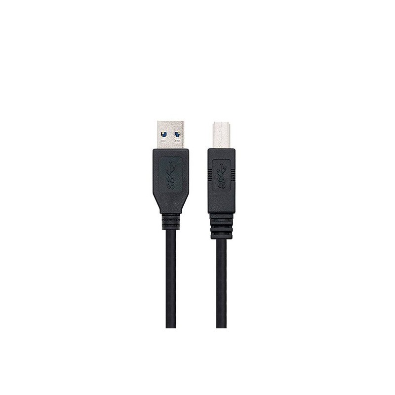 Cable USB 3-0 Impresora Nanocable 10-01-0802-BK- USB Tipo-B Macho - USB Macho- 2m- Negro