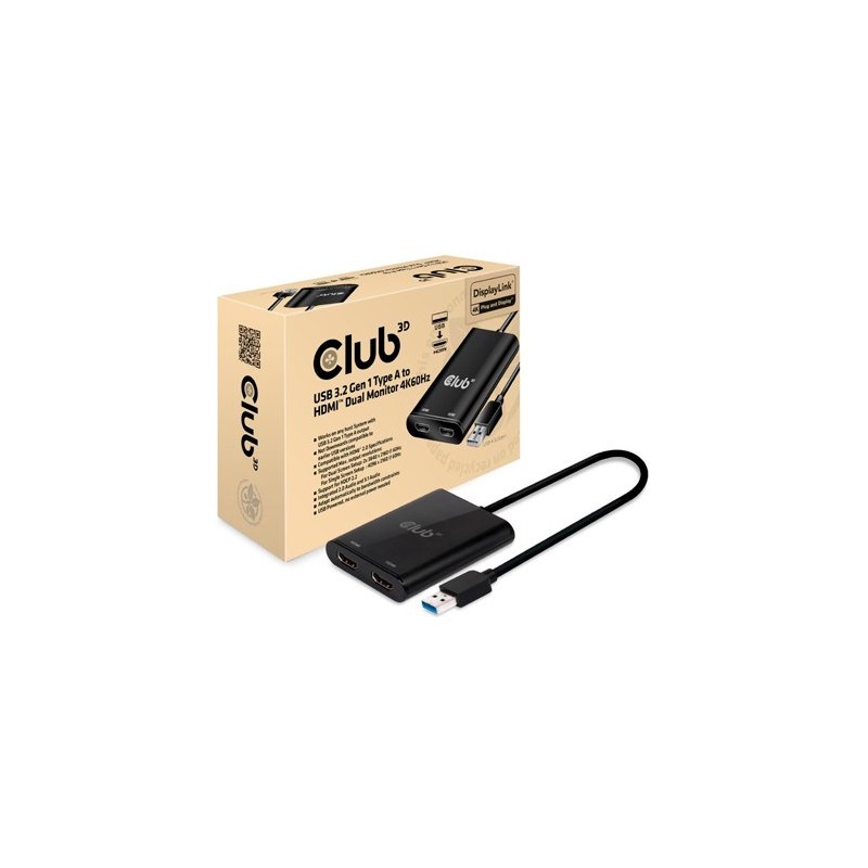 VIDEO SPLITTER CLUB3D USB-A A DUAL HDMI