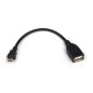 Cable USB 2-0 3GO C122- MicroUSB Macho - USB Hembra- 15cm- Negro