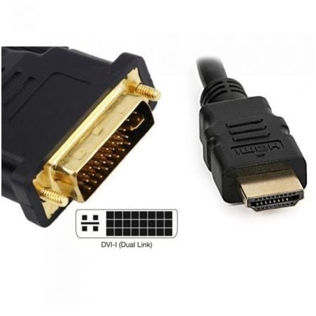 Cable HDMI 3GO CDVIHDMI- HDMI Macho - DVI Macho- 1-8m- Negro