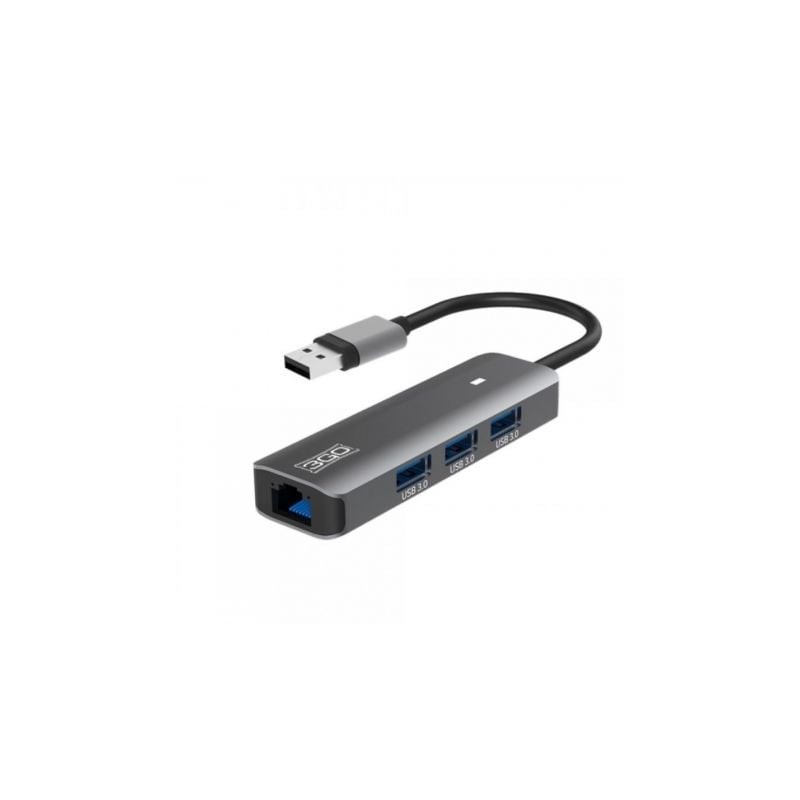 HUB USB 3-0 3GO HUB37PETH2- 3xUSB- 1xRJ45- Gris